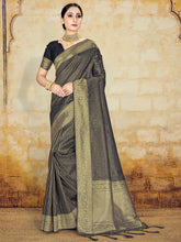 Black Organza Silk Woven Saree